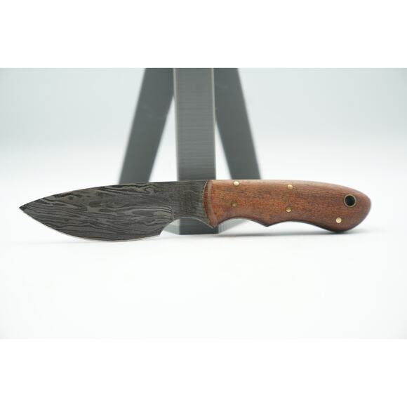 Mini Damascus Knife With The Sheath And Brown handle - Picture 2 of 4